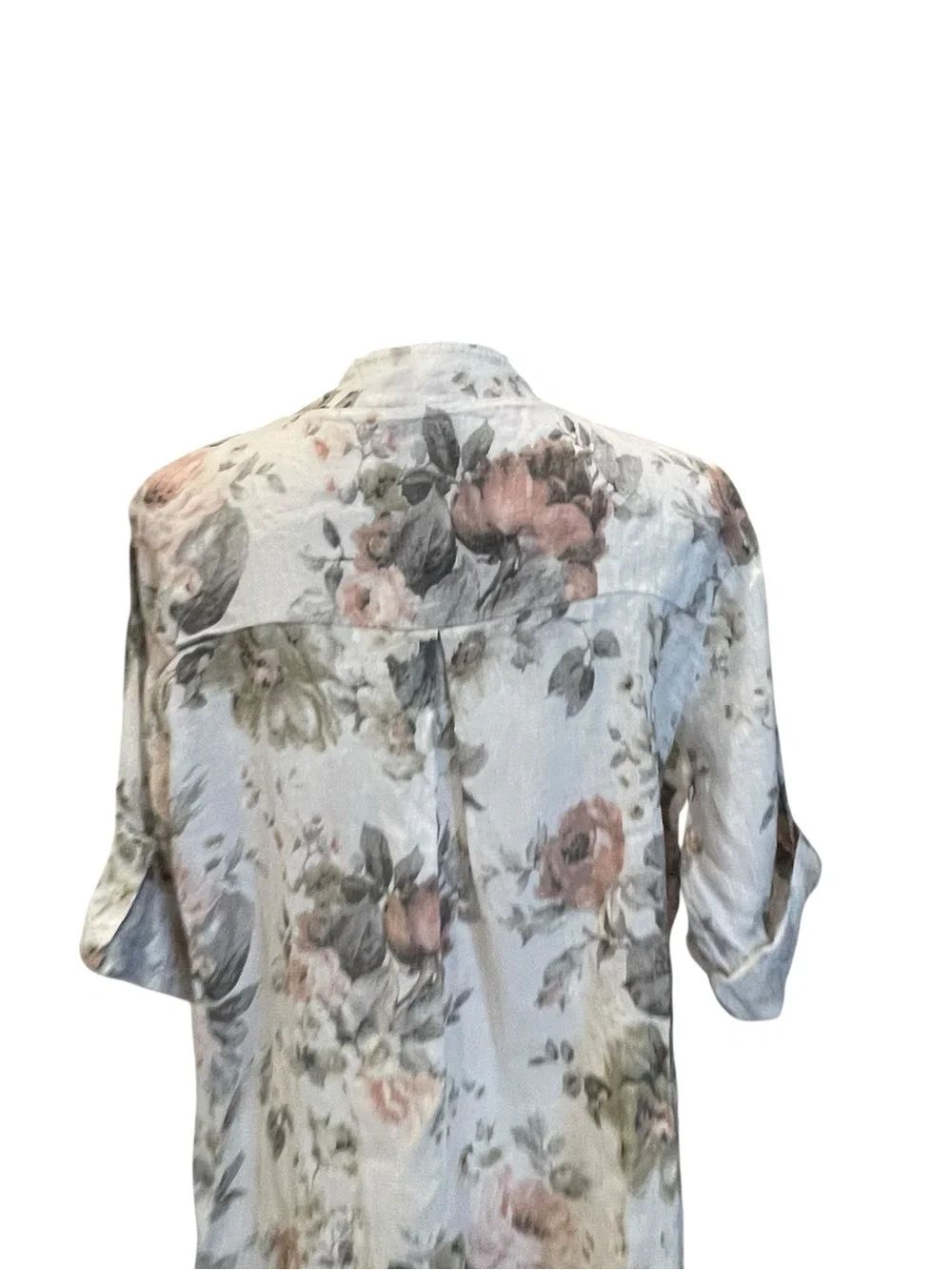 W made in Italy Floral Split-Neck Linen Tunic Top - White